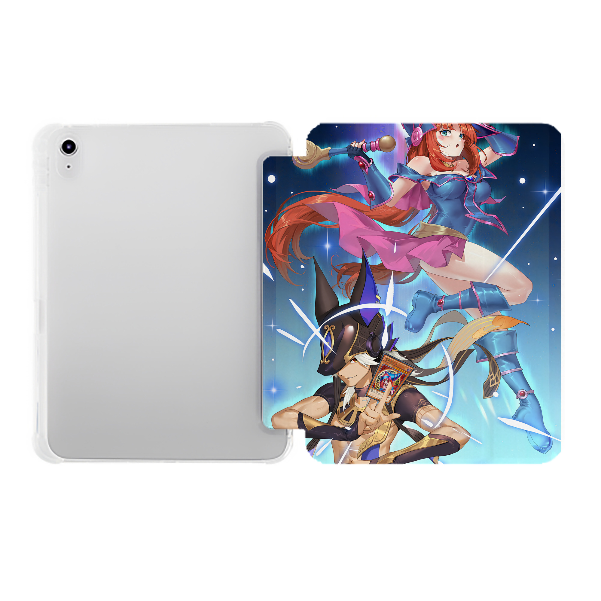 （画像用） 遊☆戯☆王 Yu-Gi-Oh! IPad ケース ペン収納付き 三つ折りスタンド PUレザー×シリコン 対応機種9.5/10.5/10.9インチ